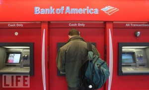 A person using ATM-Bank of America