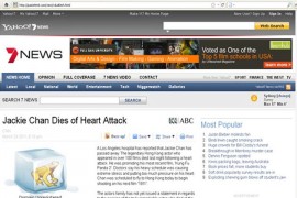 A hoax news report about the death of Jackie Chan