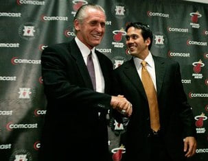 Coach Erik Spoelstra together with former coach of Miami Pat Riley