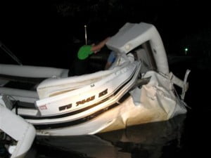 Collision of the two boats on Wisconsin River