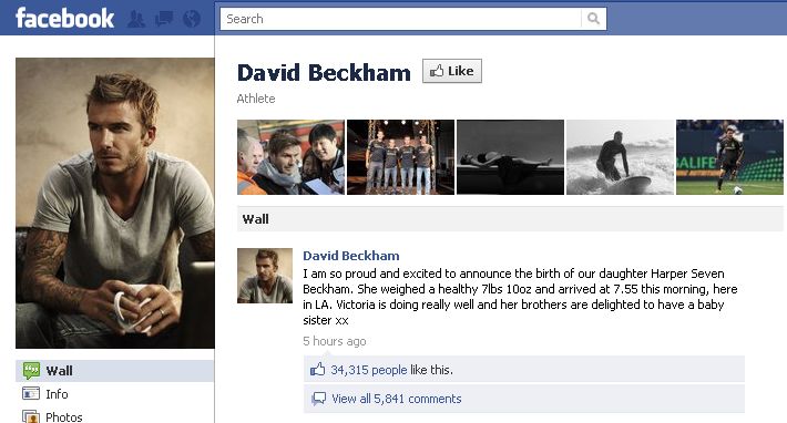 David and Victoria Beckham's baby girl