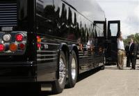 President Obama is on board a $1.1 million bus