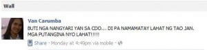 Van Carumba's Insensitive Comment Over Typhoon Sendong Victims Van Carumba's Insensitive Comment Over Typhoon Sendong Victims