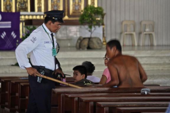 Filthy Hipocrates: Security Guard Escorts Half-Naked Man Security Guard Ordered Half-Naked Man