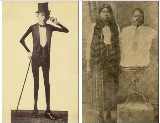 Skeleton Dude and Prince Randian Circus Performers at 19th Century in New York (Photo)