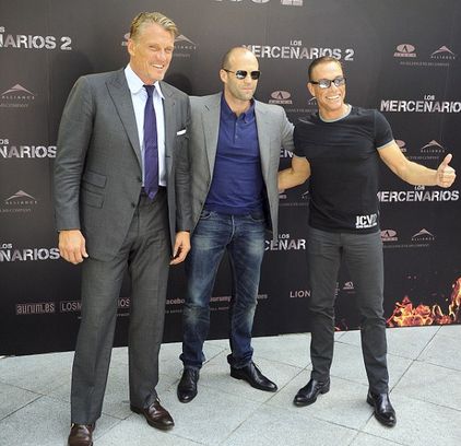 Van Damme, Jason Statham and Dolph Lundgren at Expendables 2